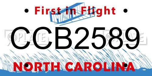 CCB2589 North Carolina License Plate