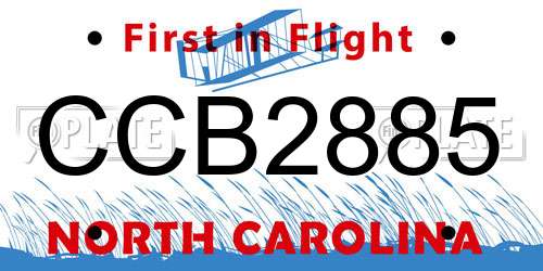CCB2885 North Carolina License Plate