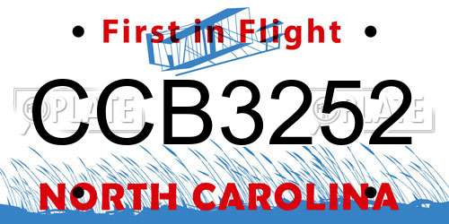 CCB3252 North Carolina License Plate
