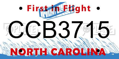 CCB3715 North Carolina License Plate
