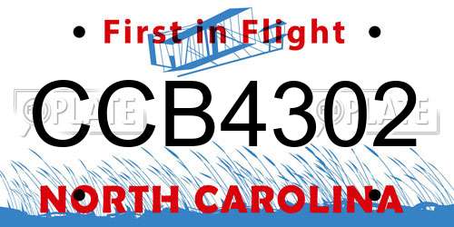 CCB4302 North Carolina License Plate