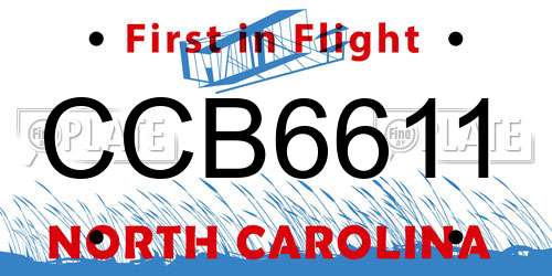 CCB6611 North Carolina License Plate