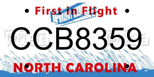 CCB8359 North Carolina License Plate