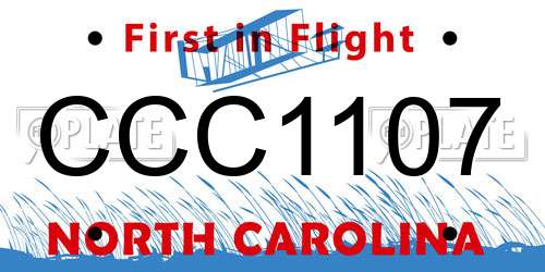 CCC1107 North Carolina License Plate