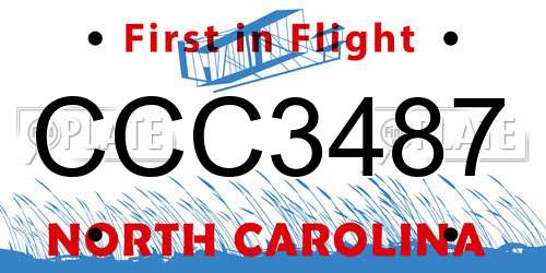 CCC3487 North Carolina License Plate