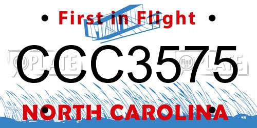 CCC3575 North Carolina License Plate