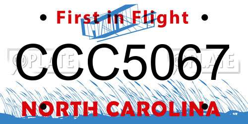 CCC5067 North Carolina License Plate