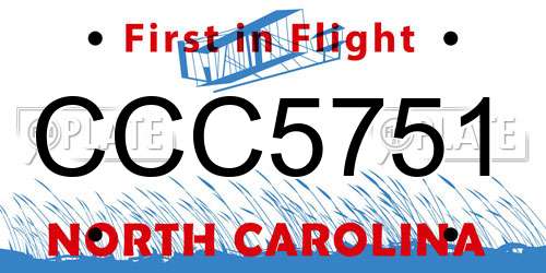 CCC5751 North Carolina License Plate