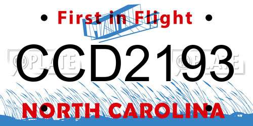 CCD2193 North Carolina License Plate