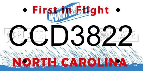 CCD3822 North Carolina License Plate