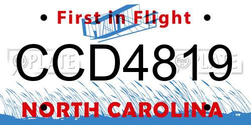 CCD4819 North Carolina License Plate