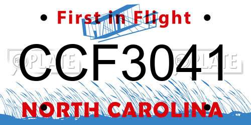 CCF3041 North Carolina License Plate