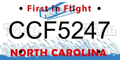 CCF5247 North Carolina License Plate