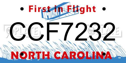 CCF7232 North Carolina License Plate
