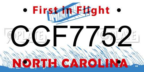 CCF7752 North Carolina License Plate