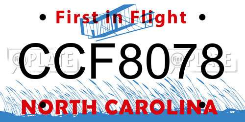CCF8078 North Carolina License Plate
