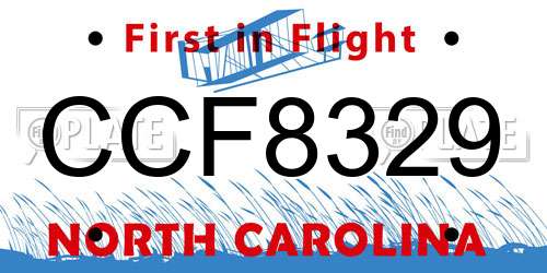 CCF8329 North Carolina License Plate