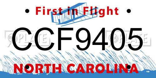 CCF9405 North Carolina License Plate