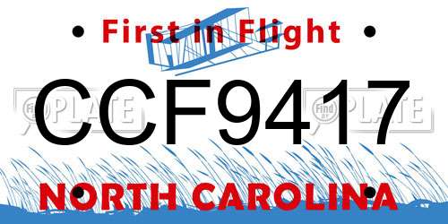 CCF9417 North Carolina License Plate
