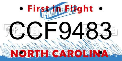 CCF9483 North Carolina License Plate