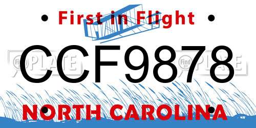 CCF9878 North Carolina License Plate