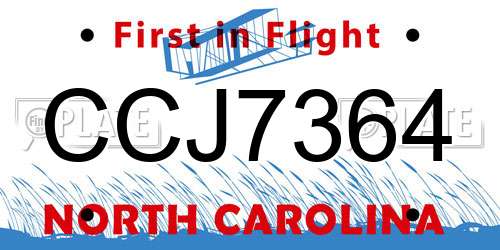 CCJ7364 North Carolina License Plate