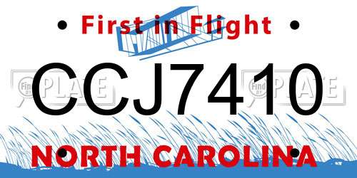 CCJ7410 North Carolina License Plate