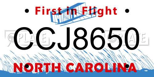 CCJ8650 North Carolina License Plate