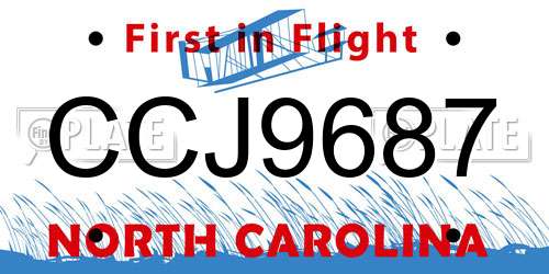 CCJ9687 North Carolina License Plate