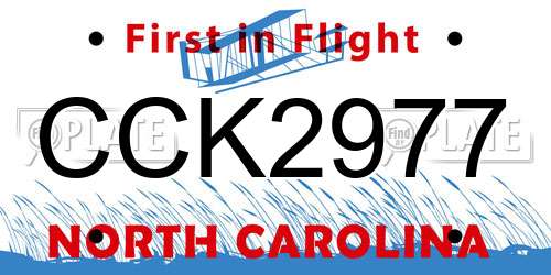 CCK2977 North Carolina License Plate