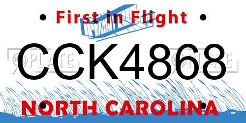 CCK4868 North Carolina License Plate