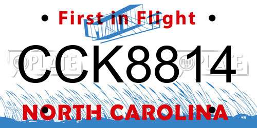 CCK8814 North Carolina License Plate