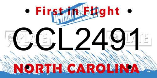 CCL2491 North Carolina License Plate