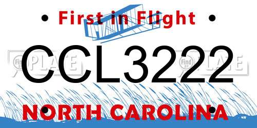 CCL3222 North Carolina License Plate