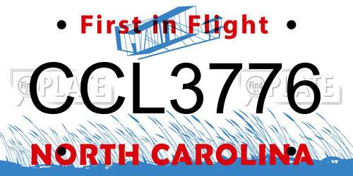 CCL3776 North Carolina License Plate