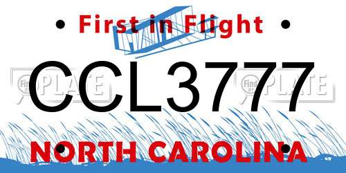 CCL3777 North Carolina License Plate