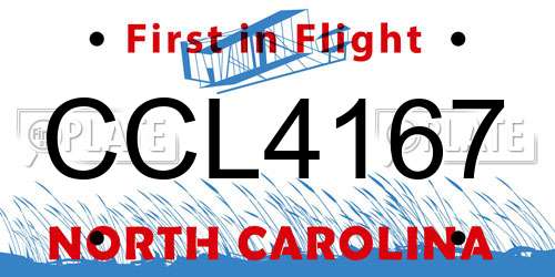 CCL4167 North Carolina License Plate
