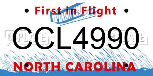 CCL4990 North Carolina License Plate