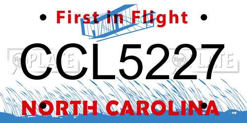 CCL5227 North Carolina License Plate