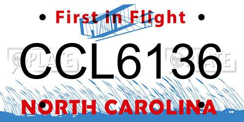 CCL6136 North Carolina License Plate