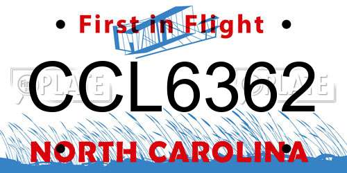 CCL6362 North Carolina License Plate