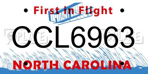 CCL6963 North Carolina License Plate