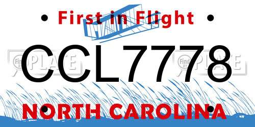 CCL7778 North Carolina License Plate