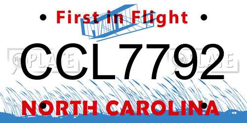 CCL7792 North Carolina License Plate