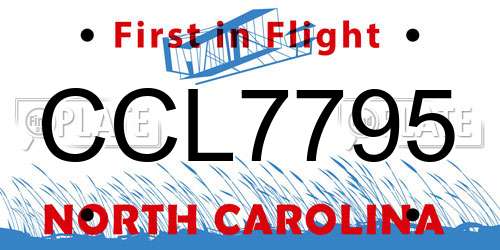 CCL7795 North Carolina License Plate