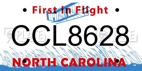 CCL8628 North Carolina License Plate