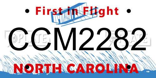 CCM2282 North Carolina License Plate