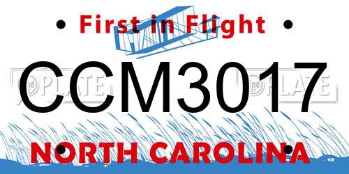 CCM3017 North Carolina License Plate
