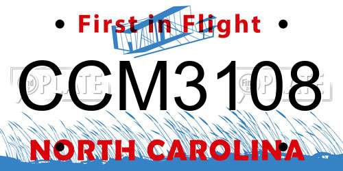 CCM3108 North Carolina License Plate