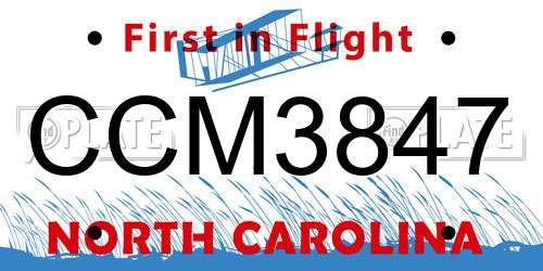 CCM3847 North Carolina License Plate